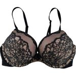 Victoria's Secret  Black Lace Blush Pink Plunge Push Up Bra Size 34C Photo 0