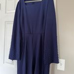 Allegra K  Royal Blue Beaded Full Sleeve Jumpsuit Photo 5