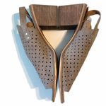 Melrose and Market Nude Suede Leather Heels Open Toe Booties Shoes Photo 4