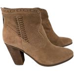 Vince Camuto Womens Fretzia Suede Perforated Ankle Boots Tan Block Heel Size 8M Photo 0