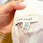 Topshop  Long Sleeve Mini Twist Front Satin Shirt Dress White 12 Photo 2