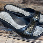 Crocs Black and Gold Patterned Boulder Colorado Wedges Photo 0