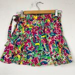 ZARA  Bright Colorful Floral Print Wrap Mini Skirt Womens XS Skort Tropical Beach Photo 8