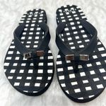 Coach Amel Flip Flop Sandals Gingham Black White Bow 5 Everyday Retro Casual Photo 1