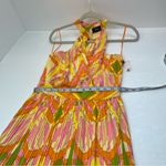 Milk & Honey Brightly Colored Geometric Pattern Pleated Halter Dress Small NEW Yellow Photo 6