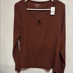 Loft  Brown Short Sleeve Cut Out T-Shirt Photo 4