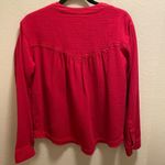 Free People  Red Changing Horizons Gauze Deep V-Neck Blouse Size Small Photo 11