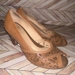 Size 7 Nurture Brown Leather High Heels Kitten Pumps Photo 0
