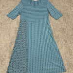 Habitat  Clothes to Live In Dress Womens Small Aqua Blue Black 3/4 Sleeve Midi Photo 0