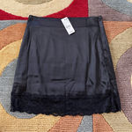 Princess Polly NWT  Black Satin Lace Mini Skirt High Waisted Preppy Size 4 US Photo 0