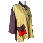 XIAO Colorblock Tunic Jacket Women Size L‎ Top Linen Art To Wear Langenlook BOHO Yellow Size L Photo 3