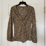 Animal print Leopard cheetah faux wrap top XS Brown Photo 11