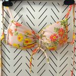 Aerie New AE Ruched Bandeau Tropical Bikini Top Floral Swim Suit Top Sz Small Photo 3