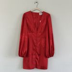 Hello Molly NWT Heart Eyes Red Long Sleeve Satin Mini Dress Photo 2