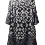 Speechless Dress Shift Bell Sleeve Party Cocktail Black White Pattern S Photo 0