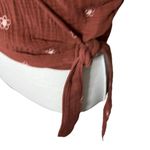Madewell  Lightspun Maira Wrap Top Brown V Neck Floral Embroidered Women’s Size S Photo 5