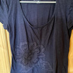 New York & Co. navy blue shirt with flower detail size medium Photo 1