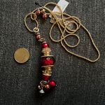 Chico's New NWT Red Gold Stacked Bead Necklace Photo 6
