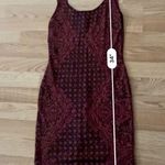 Rock & Republic Bodycon Mini Dress Red & Black Print Gold Metallic Size medium Photo 5