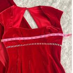 Vintage 90s Sz 4 Red Velvet Rhinestone Empire Waist Cap Sleeve Maxi Dress Gown Photo 5