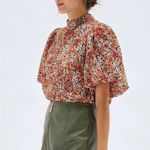 MINKPINK NWT Gabae High Neck Floral Blouse in Red Multi Size Small Photo 1