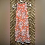 Loft Ann Taylor Coral Paisley Floral Print Lace Trim Halter Dress,Size 0,NWT Photo 0