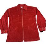 Talbots  Women's Size‎ Medium Corduroy Full Zip Shacket Shirt Red Cotton Layering Photo 2