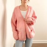 Vintage Pink Mohair Cardigan Size L Photo 1