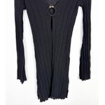 l*space L* Wailea Cover Up Size Medium Black Ribbed Knit Semi Sheer Long Sleeves Photo 8