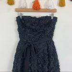 YA Los Angeles NWT  Strapless Silk Rose Appliqué Black Mini Dress Size Small Photo 2