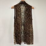 Susan Graver  Multi Animal Print Sleeveless Sheer Vest W/ Pockets Size M Photo 6