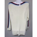 Talbots T by  Cream Long-Sleeved Tipped Striped Sweater Women's Size Medium NWT Photo 3