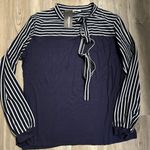 Zeagoo  NWT 4X Navy and White long sleeve shirt with tie pit to pit 21, length 25 Photo 4