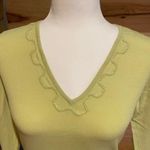 Cache  Women's M Green V-Neck Knit Sweater Lace Trim Long Sleeve Casual Photo 2