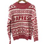 A New Day Apres Crew Neck Graphic Pullover Sweater Red Size Medium Photo 3