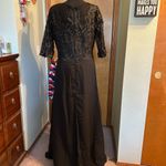 NWOT black formal dress 3/4 sleeve floral lace appliqué with beads size 16 Photo 2