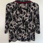 Christopher & Banks Christopher & Banks Black Red Full Zip Shirt Size Medium Giraffe Zebra Safari Photo 9