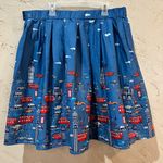 Pleated Skirt XL Blue with London Scene featuring Big Ben Photo 1