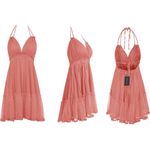 Halter Deep V Neck Sexy Patchwork Mini Short Dress Photo 2