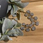 Apt. 9  Gold Tone Statement Necklace Two Rows of Druzy Shimmering Disc Photo 3