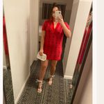 Free People Kitt Mini Dress M Sweater Knit Retro Collar V Neck Red Berry Preppy Photo 3