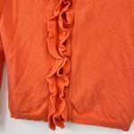 Garnet Hill 100% Cashmere orange Ruffle button Cardigan Sweater XS Extra Small Photo 3