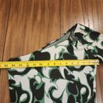 ZARA Jacquard Assymetrical One shoulder Sleeve retro Green black top nwt medium Photo 5