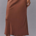 Anthropologie NWT  Dusty Rose Elegant Satin Midi Skirt‎ size S Photo 0