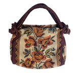 Gitana Tapestry Top Handle Bag Purse Made in Italy Boho Hippie Floral Earthy Orange Photo 0