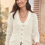 Sundance  cream knit Aveline cardigan button front READ Photo 0