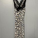 Victoria's Secret Tan Leopard Print Lace Trim Satin Side Slits Midi Slip Dress S Photo 4