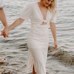 ASTR The Label White Dress Midi Puff Sleeve XS Photo 3