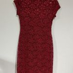 Connected Apparel womans Size 6p Red Lace Lined Sequins Sheath Dress Photo 0