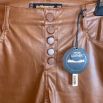 Dollhouse NWT  Split Leg Brown Vegan Leather Button Front High Rise Flare Pants Photo 1